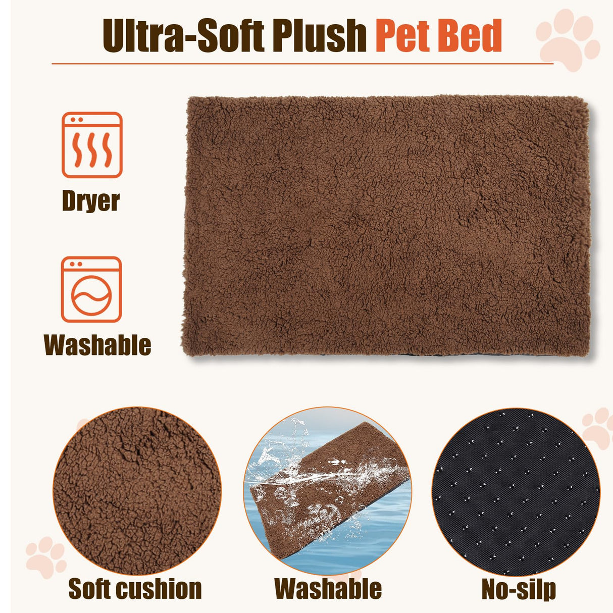 LEMBERI 32 Inch Dog Crate Furniture with Cushion, Wooden Double Doors Dog Kennel Cage Indoor with Wheels, Pet House Decorative Side End Table for Small Medium Dogs, Rustic Brown LEMBERI