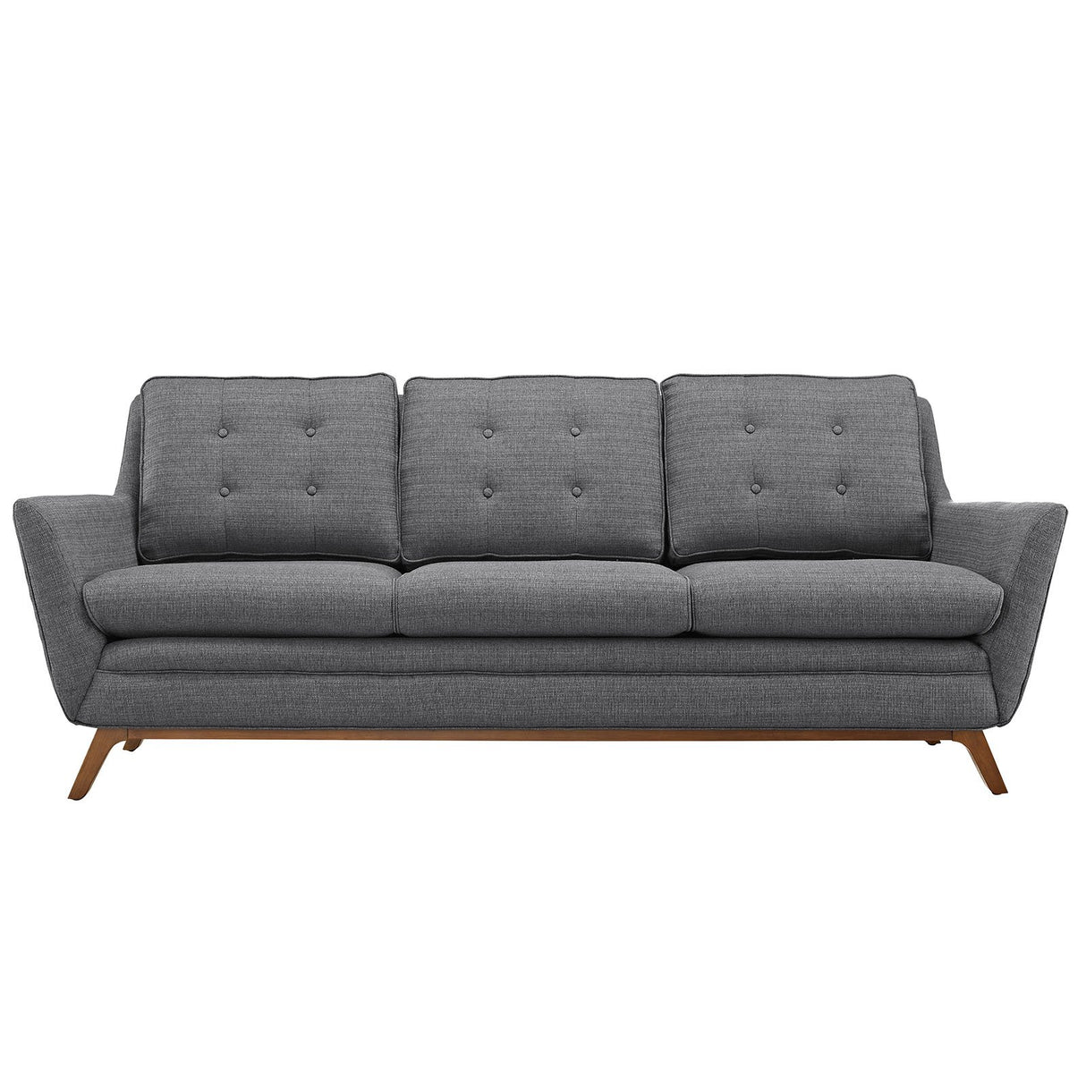 Modway Beguile Mid-Century Modern Sofa With Upholstered Fabric In Gray Modway