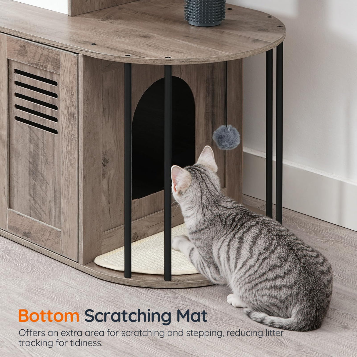 HOOBRO Cat Tree with Litter Box Enclosure, Arched All-in-One 31.5" Cat Tower with Hidden Litter Box Furniture for Indoor Cats, Versatile Cat Condo with Sisal Posts, Hammock, Greige and Gray BG45MZ03 HOOBRO