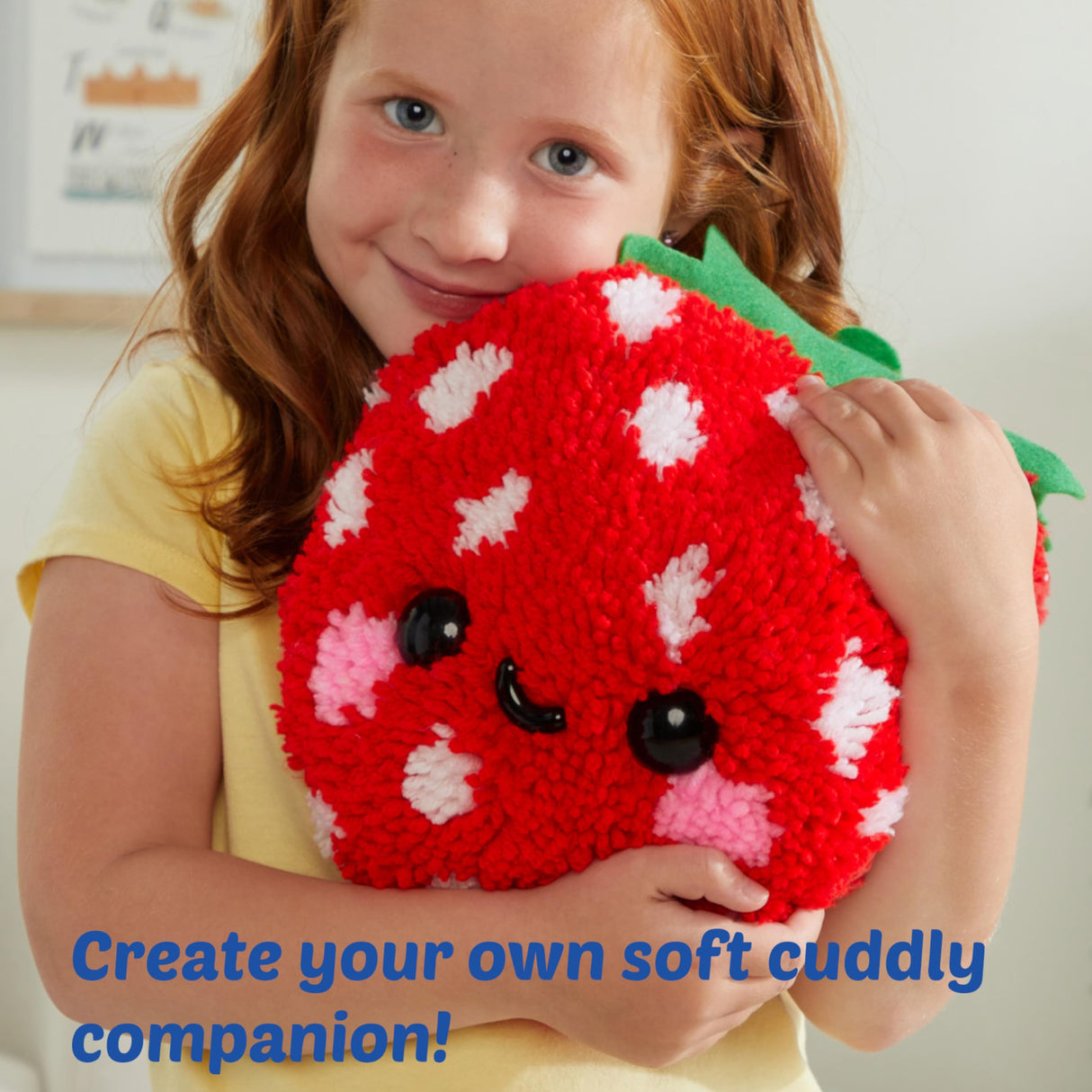 Latchkits Strawberry Pillow - Latch Hook Kits for Kids, Arts and Crafts, Yarn Art, Kids Crafts, Toys for Girls, Birthday Gift for Girls, Easy to Follow Pattern, Hook Included, Craft Kits, Ages 6+ LatchKits