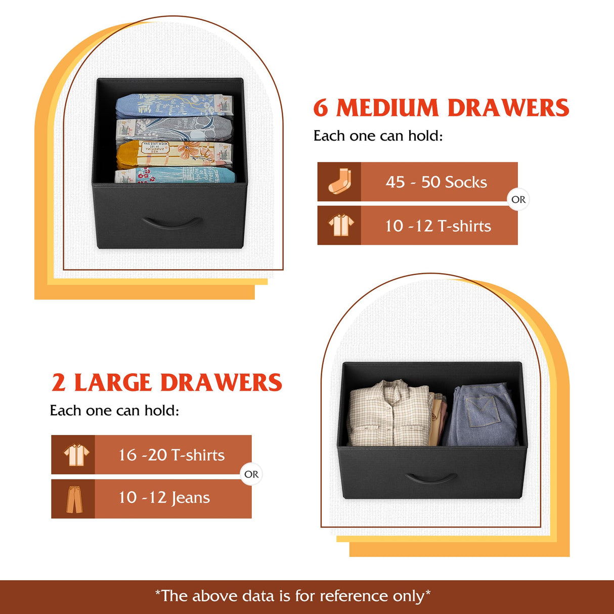 WLIVE 8 Drawer Dresser for Bedroom, Fabric Black Dresser with Large Storage Drawer Unit for Entryway, Chest of Drawers for Living Room WLIVE