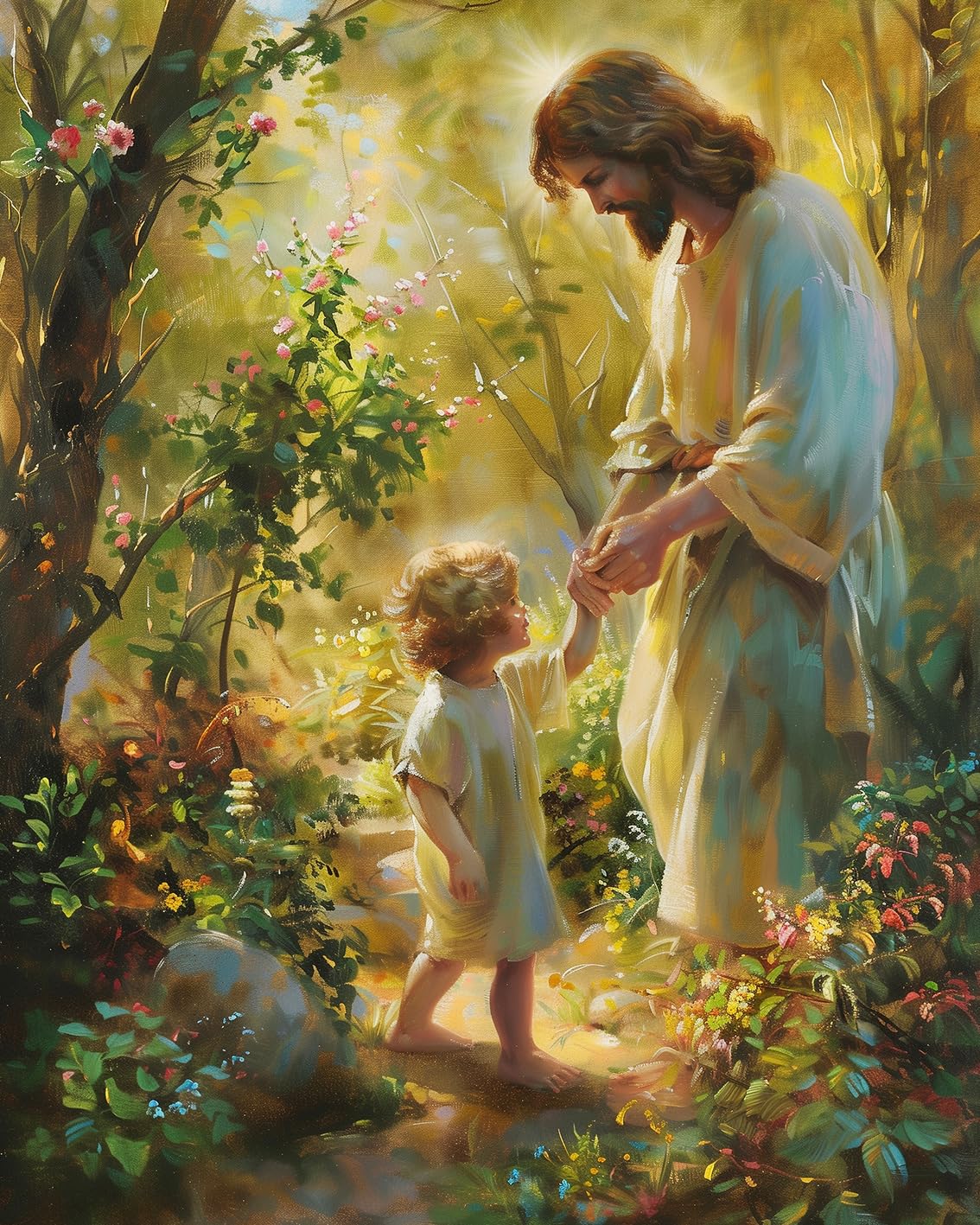 TUMOVO Jesus Paint by Numbers for Adult, Paint by Number Prayer Forest, Paint-by-Number Kits DIY Painting Kits On Canvas Religious Spirit Paint by Number for Adults,Frameless 16 x20 Inch TUMOVO