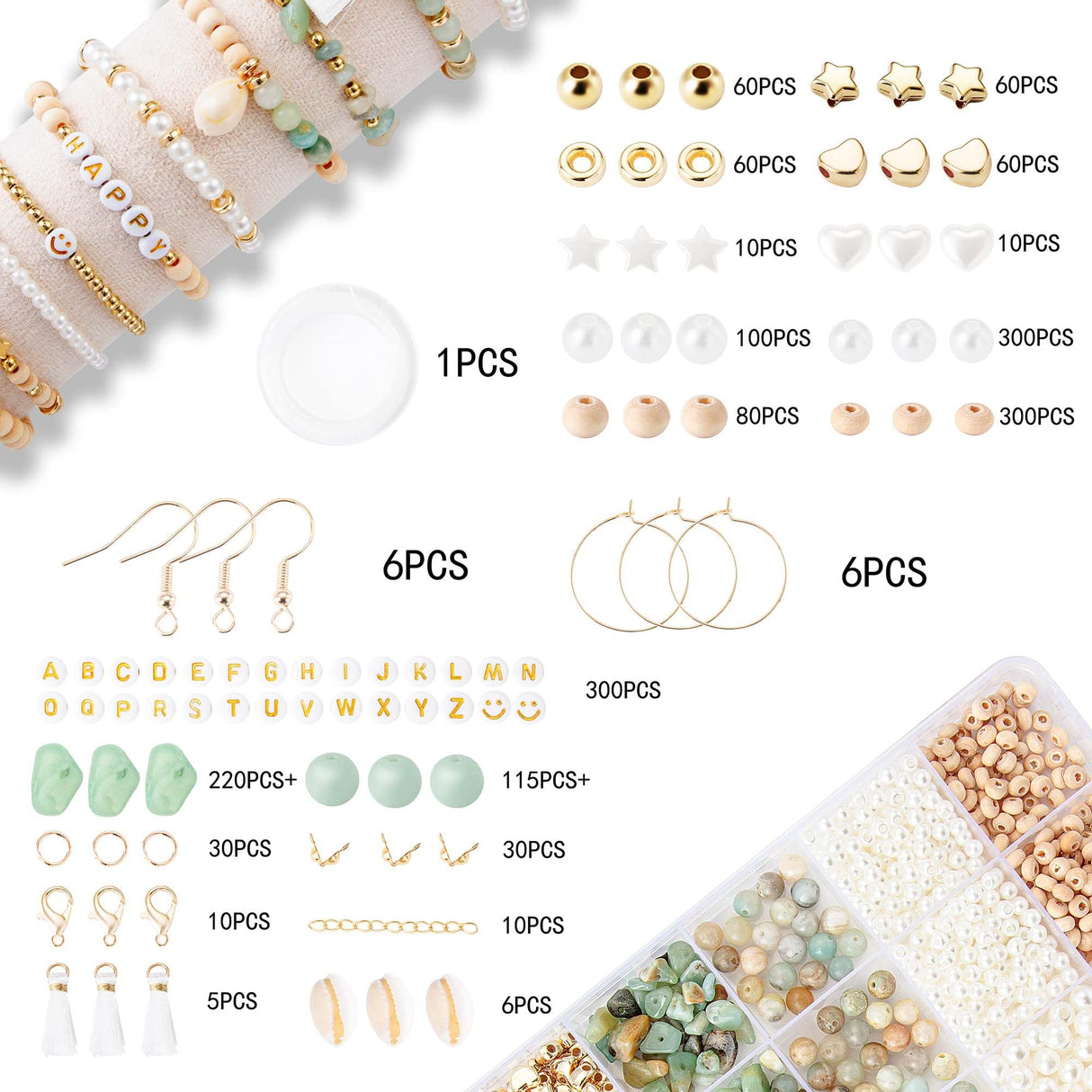Xylise Jewelry Making Supplies Kit Natural Stone Beads for Irregular Natural Stone with for DIY Craft Bracelet Necklace Earrings for Adults (Amazonian) Xylise