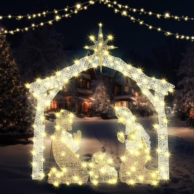 Kingdder 6 ft Lighted Outdoor Nativity Scene Christmas Holy Family Yard Decoration Nativity Sets for Christmas Outdoor with 190 LED Warm White Lights for Xmas Outside Yard Lawn Garden Holiday Decor