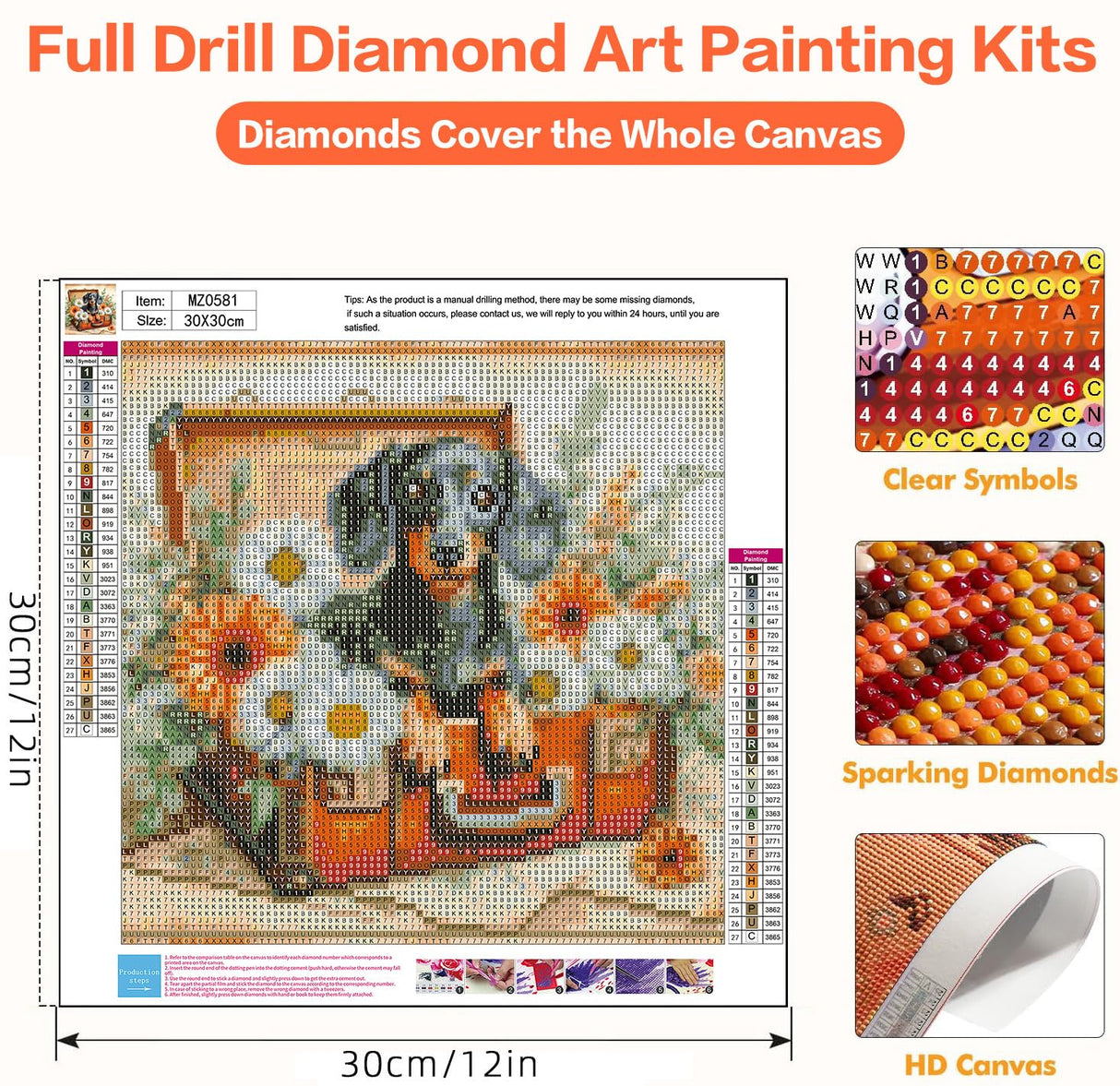 Axquilon Dog Diamond Art Kits for Adults, Dachshund Diamond Painting Kits for Adults, Dog 5D DIY Paint by Diamond Round Full Drill Home Wall Decor Gift 12x12In Axquilon