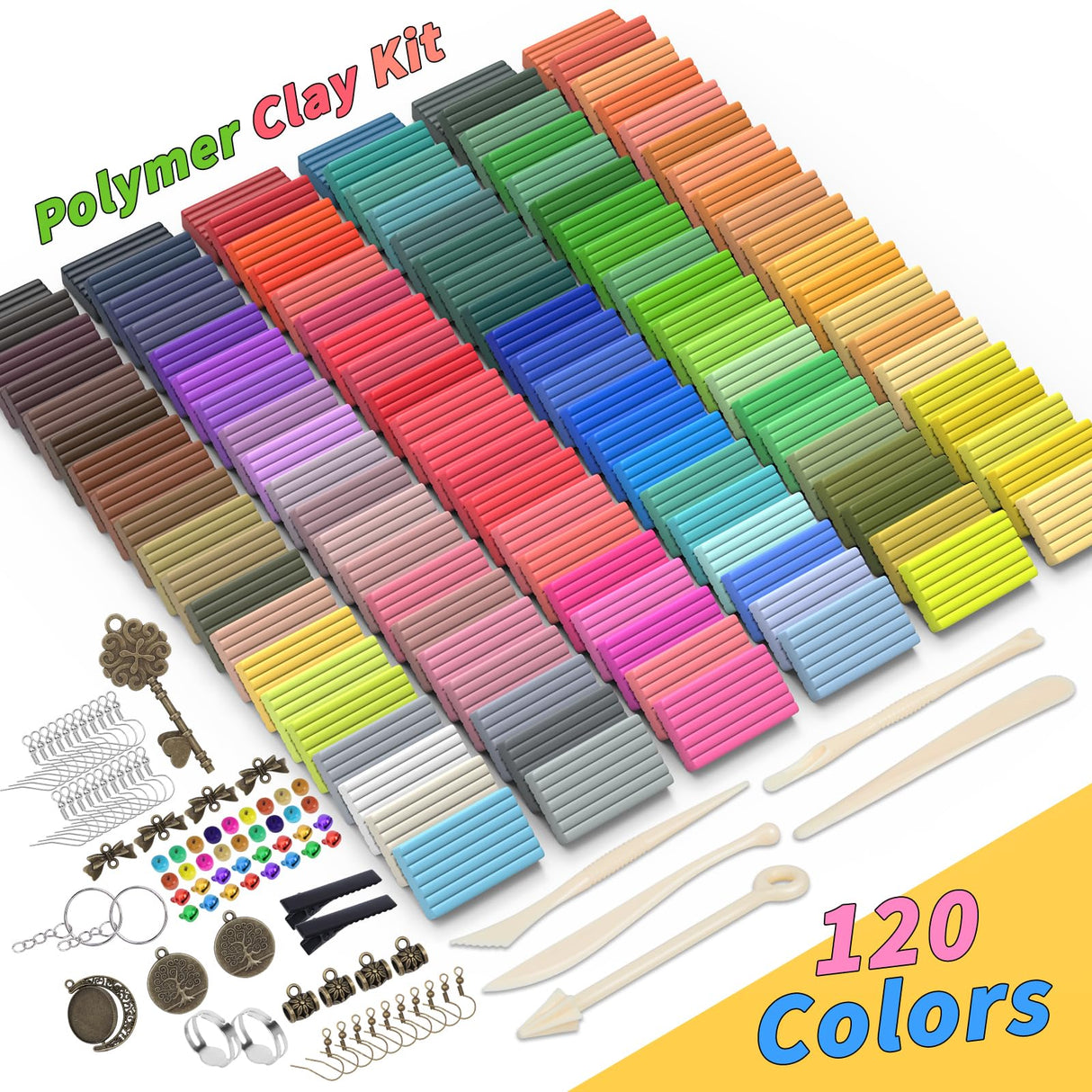 285 Pcs Polymer Clays 120 Colors Modeling Clay for Kids DIY Starter Kit Oven Baked Model Clay Non-Sticky Molding DIY Clay with Sculpting Tool and Accessories Craft Gifts for Children Beginner Artists UZLU