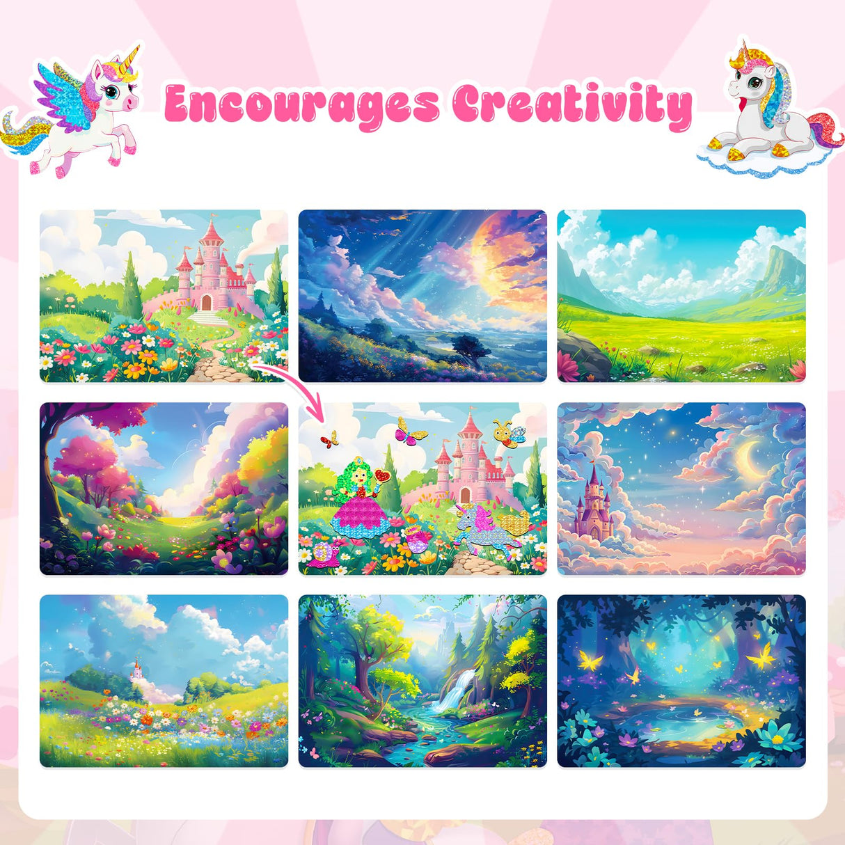 homicozy Art & Craft Activity for Kids-Foil Fun Unicorn & Princesses,No Mess Art Crafts for Girls,DIY Foil Foam Stickers,Creative Activity Kits,Kids Travel Toys,Gifts for Girls & Boys Ages 4-10 homicozy