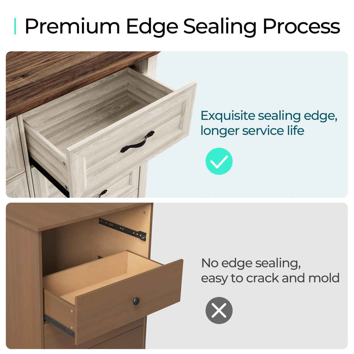 LINSY HOME Farmhouse 8 Drawers Dresser Chests for Bedroom, Wood Dresser Wide Chest of Drawers, Storage Dressers Organizer for Bedroom, Living Room,Hallway, SGS Certified LINSY HOME