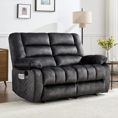 ANJ Manual Recliner Loveseat Sofa, Modern Reclining Sofa with Overstuffed Arms for Living Room, Bedroom,Grey