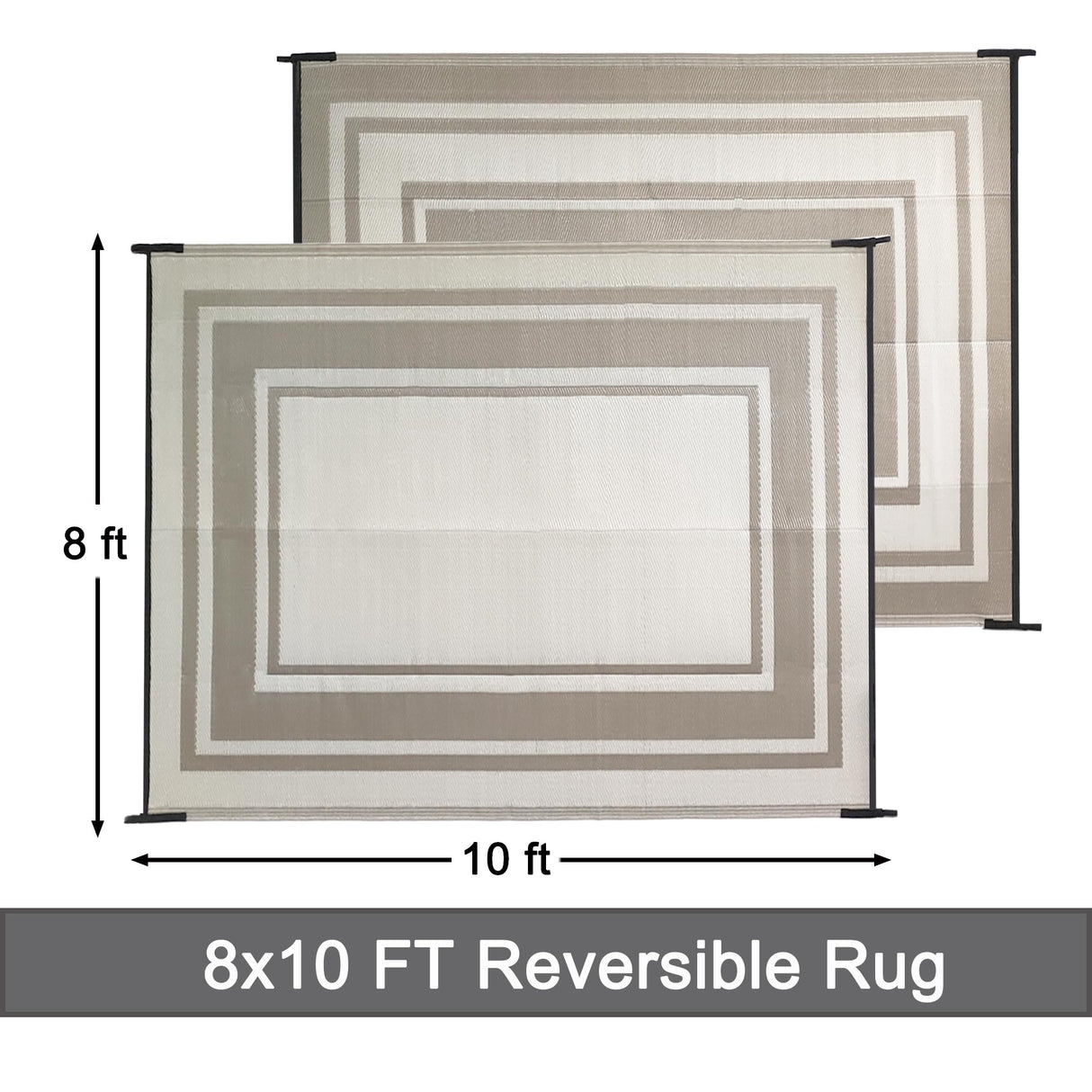 RURALITY Outdoor Rugs 8x10 Waterproof for Patios Clearance,Plastic Straw Mats for Backyard,Porch,Deck,Balcony,Reversible,Geometric RURALITY