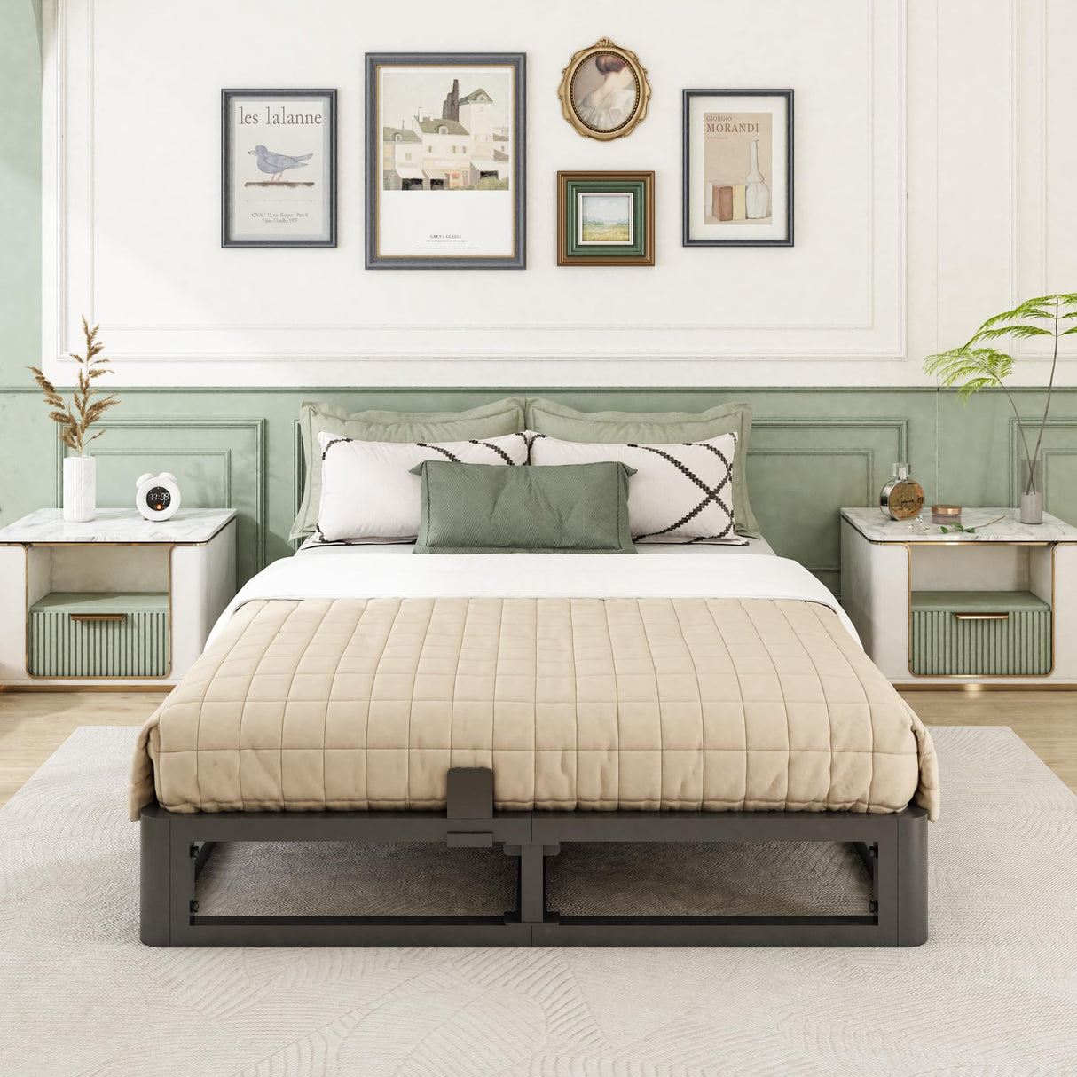 Firpeesy 6 Inch King Bed Frame with Round Corner Edges, Low Profile King Metal Platform Bed Frame with Steel Slat Support, No Box Spring Needed/Easy Assembly/Noise Free Mattress Foundation Firpeesy