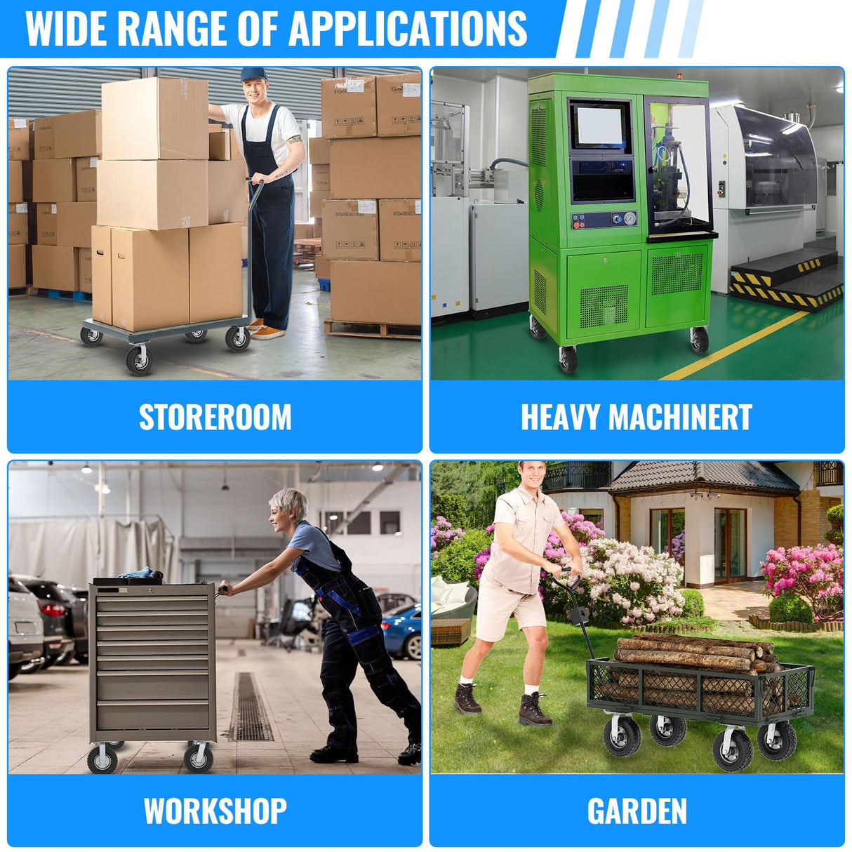 8 Inch Pneumatic Caster Wheels Set of 4 (2 Swivel/2 Rigid),Heavy Duty Casters,Tolerable 880 LBS,Rubber Knobby Tread for Workbench, Cart, Trolley,Wagon and Shelves VELPAX