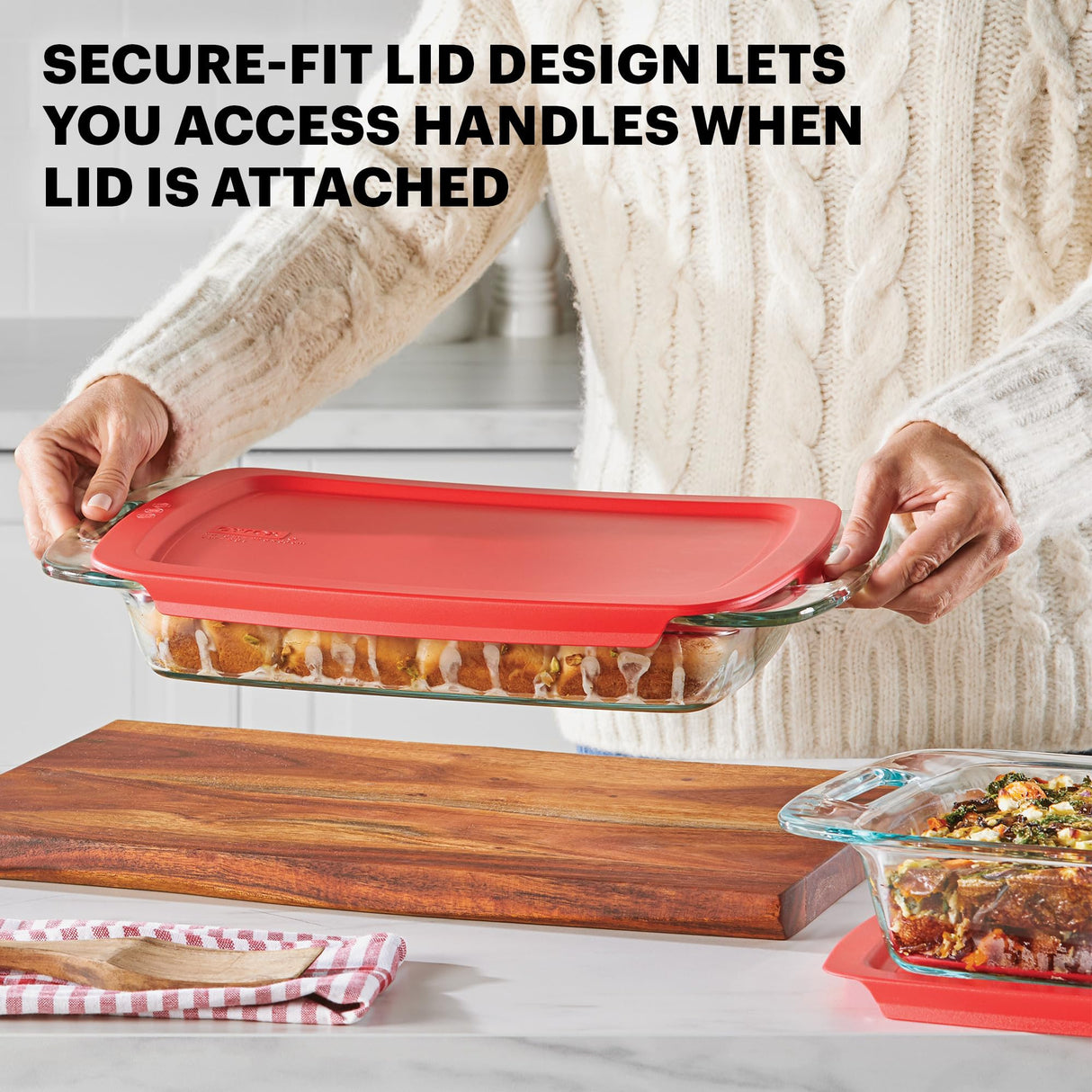 Pyrex 4-Piece Extra Large Glass Baking Dish Set With Lids and Handles, Oven and Freezer Safe Pyrex