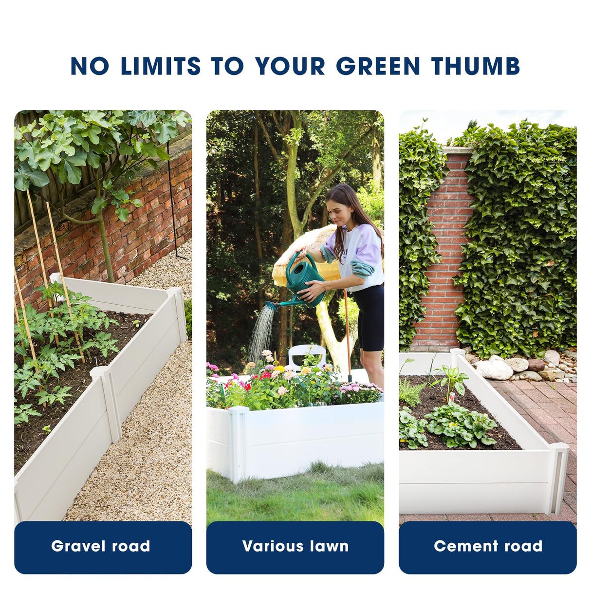 PASAMIC Durable Vinyl Raised Garden Bed, 6x3x1ft Raised Bed for Gardening, Planter Box with Open Bottom, Raised Garden Bed Outdoor, DIY Above Ground Garden Bed for Fruit, Vegetables, Herbs PASAMIC