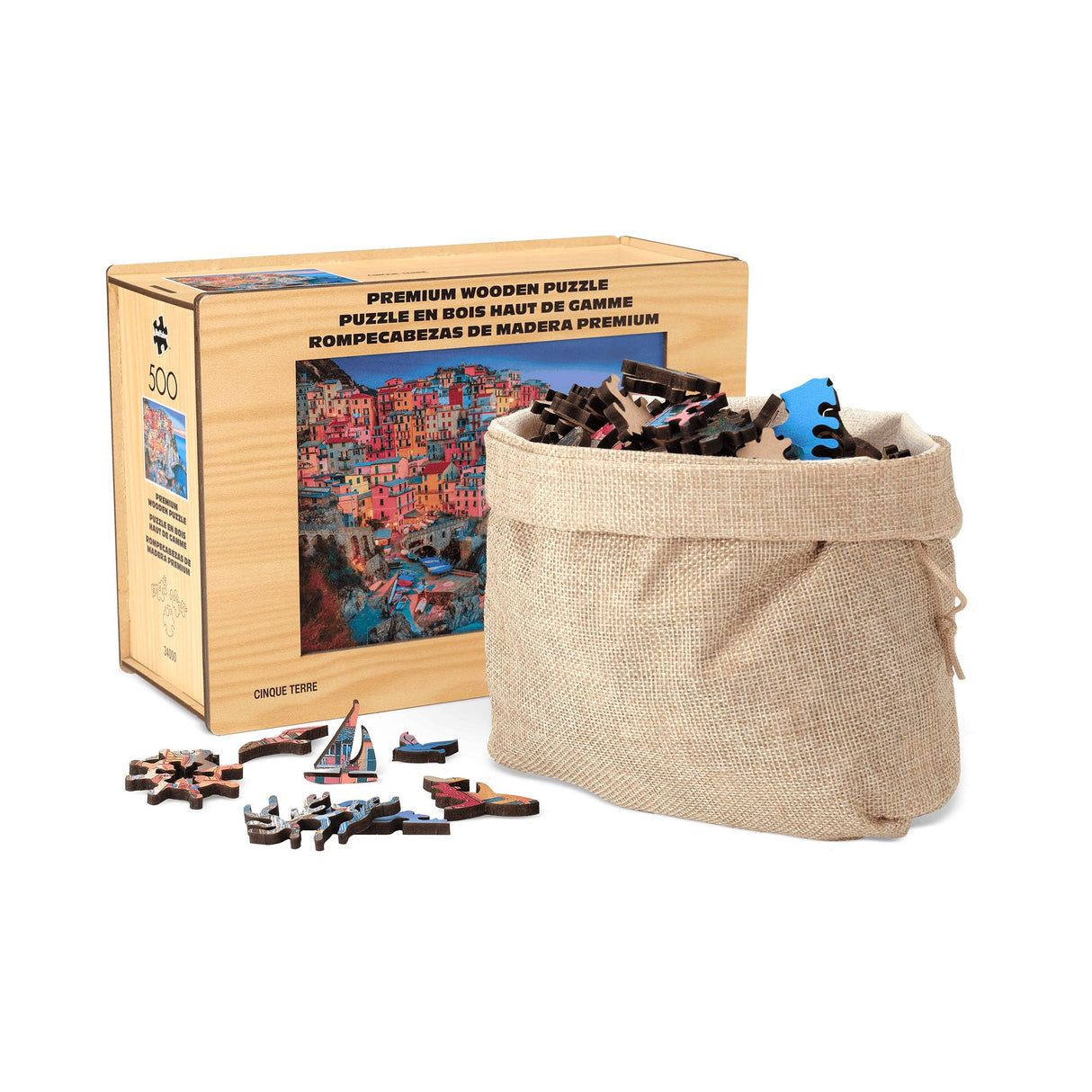 Buffalo Games - Cinque Terre Wood Puzzle - Whimsy Cut Jigsaw Pieces - 500 Piece Jigsaw Puzzle - Ages 14 and Up Buffalo Games