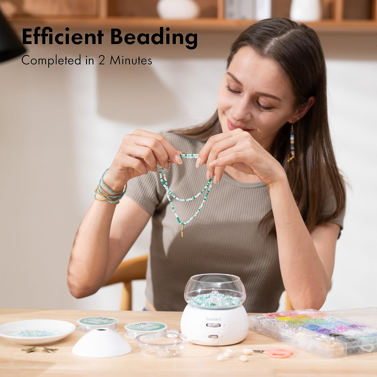 Beadact Electric Bead Spinner, Battery-Powered Clay Bead Spinner with 21000 PCS Glass Seed Beads for Friendship Bracelets Necklace Jewelry Making, Craft Gift for Girls Beadact