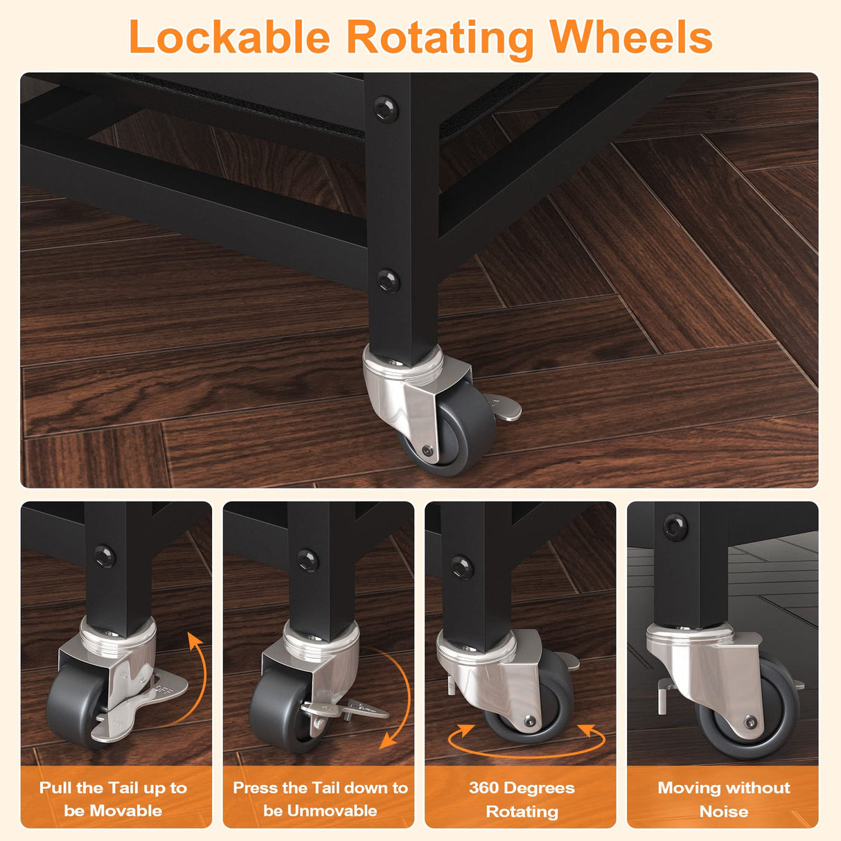 Indestructible Dog Crate, BOINN 42 inch Heavy Duty Extra Large Dog Crate Furniture for Large Medium Dog with Removable Trays, 3 Door, 4 Lockable Wheels & 5 Locks, XL Dog Kennel Furniture Indoor BOINN