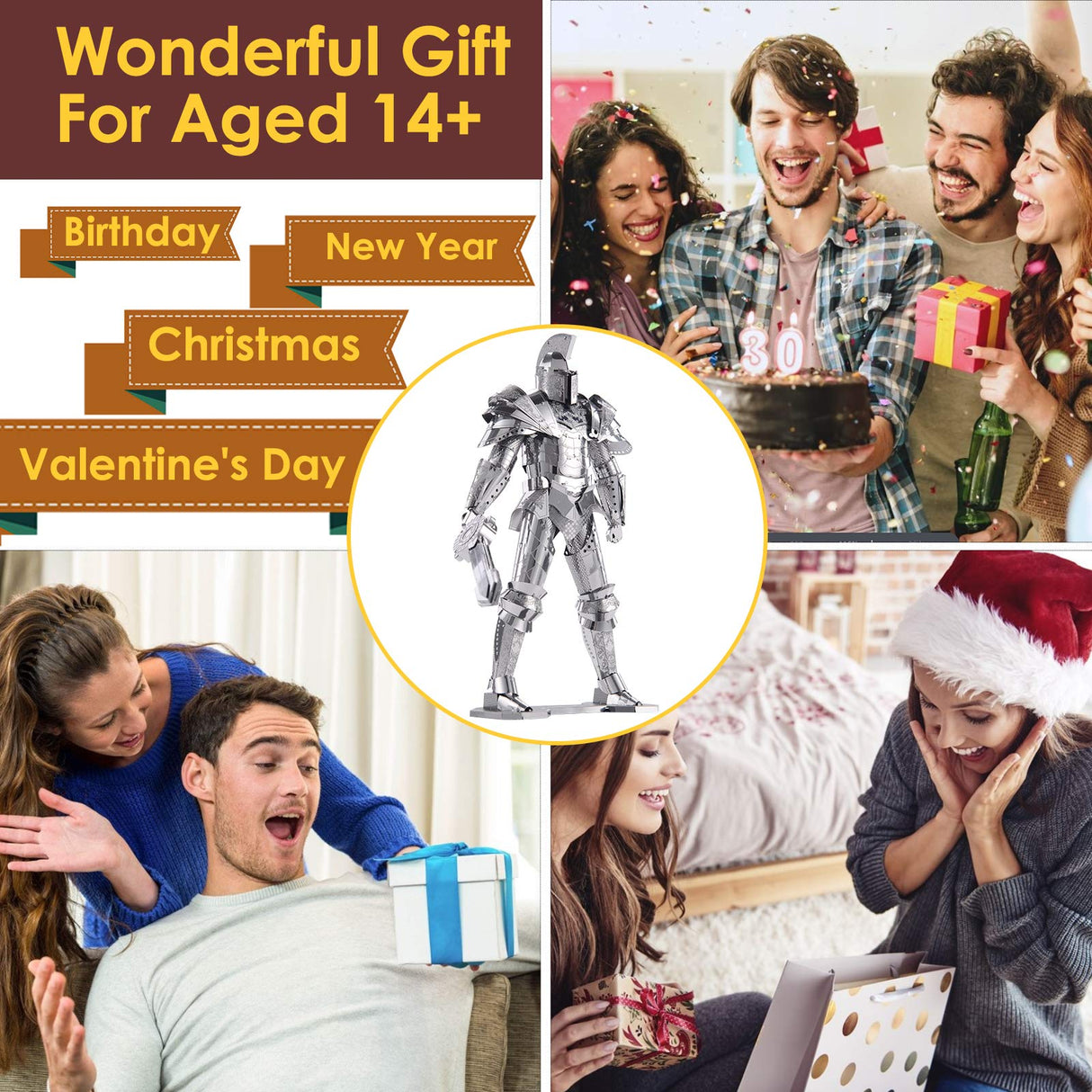 Piececool 3D Metal Puzzles for Adults DIY Mecha Model Kits Building Blocks, Black Knight 3D Figure Model kit Brain Teaser Puzzle Fidget Toys Hobbies for Men, Great Birthday Gifts -125 Pcs Piececool