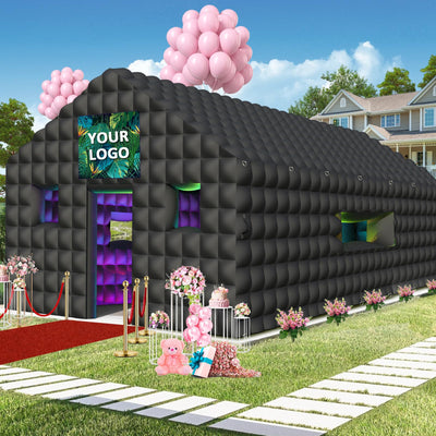 WUHUWOO Inflatable Nightclub 20x16.8x12 Ft, Large Black Inflatable Club Tent with 950w Blower and Logo Area, Inflatable Party Tent for Adults Birthday Backyard Wedding Rental (Black, 20x16.8x12 Ft)