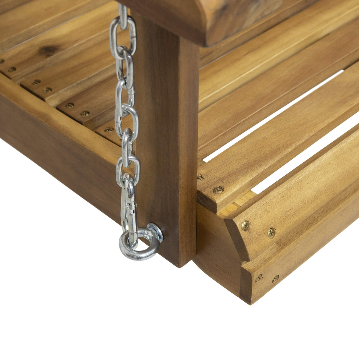 Viola Outdoor Aacia Wood Porch Swing, Teak GDFStudio