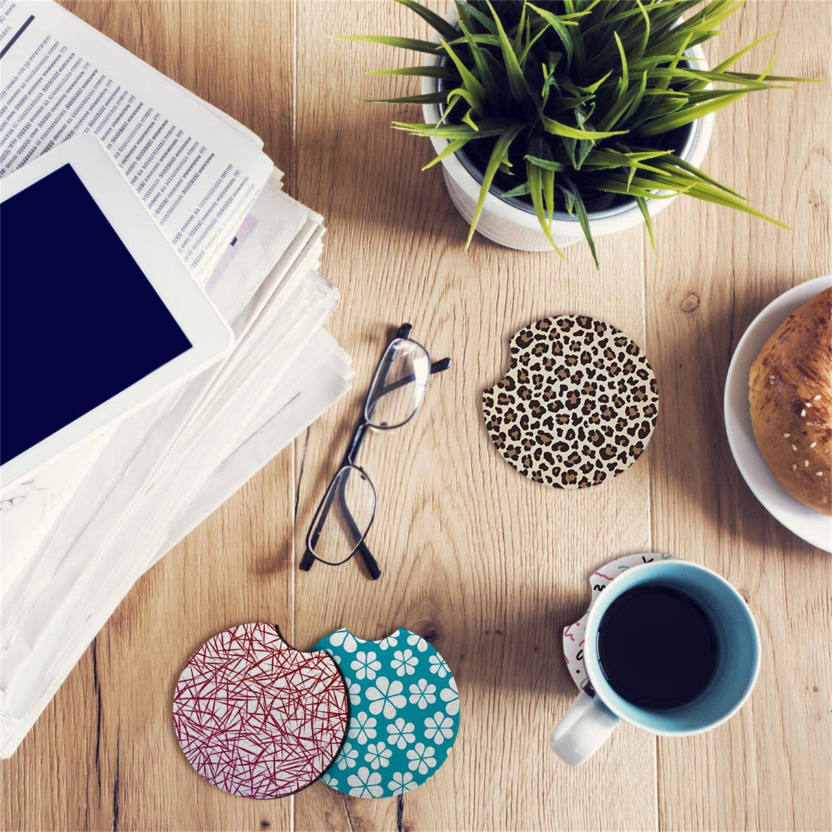 120PCS Sublimation Blanks Car Coasters, Absorbent Auto Coasters for Cup Holders, Neoprene Car Coasters Absorb Spills to Keep Cupholders Clean Valyria