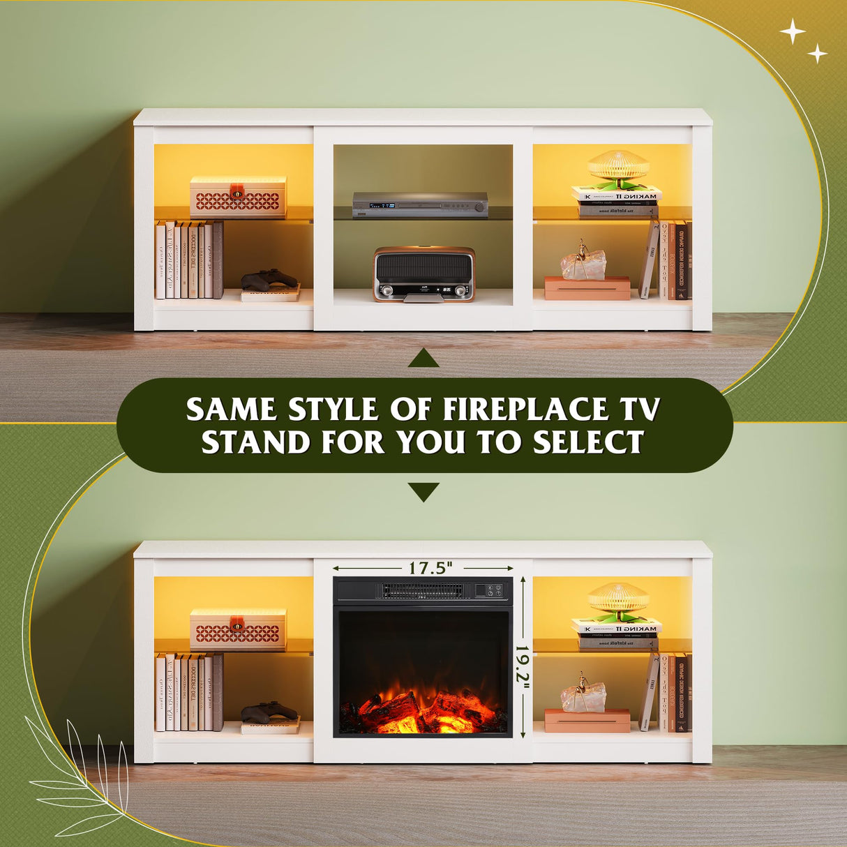 WLIVE LED TV Stand for 65 Inch TV, Modern Entertainment Center with Adjustable Glass Shelves & Customizable LED Lights, Sturdy Media Console for Living Room, Bedroom,Gaming (White) WLIVE