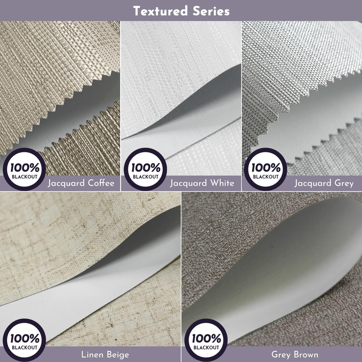 Graywind 100% Blackout Roller Shades Window Blinds for Home and Office Cordless Blinds (100% Blackout Waterproof Shade Fabric Samples) Graywind