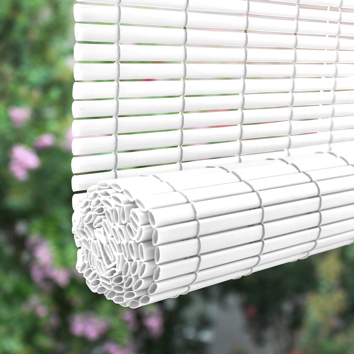 Radiance Cordless Outdoor Shades for Porch, Patio & Windows - Waterproof PVC Blinds for Indoor & Outdoor - Roll-Up Patio Privacy Screen for Diffuse Sunlight - White - 60" W x 72" L - (3320156) Radiance