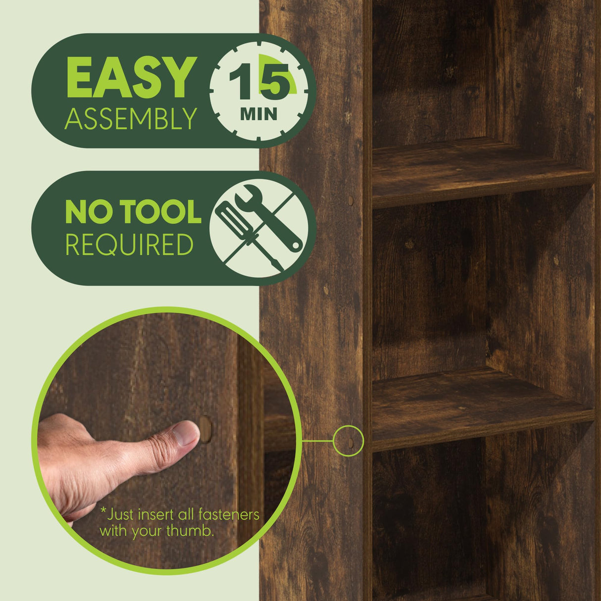 Furinno PASIR Book Shelf, 3-Tier Open Shelves Bookshelf, Bookcase, 9" x 12" x 32", for Living Room, Bedroom, Home Office, Amber Pine Furinno