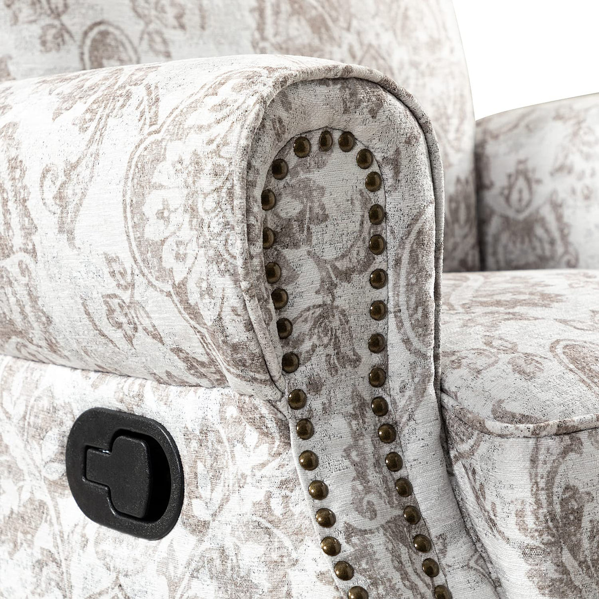 HULALA Home Modern Rocker Recliner, Printed Fabric Swivel Glider with Adjustable Backrest & Footrest, Beige HULALA HOME