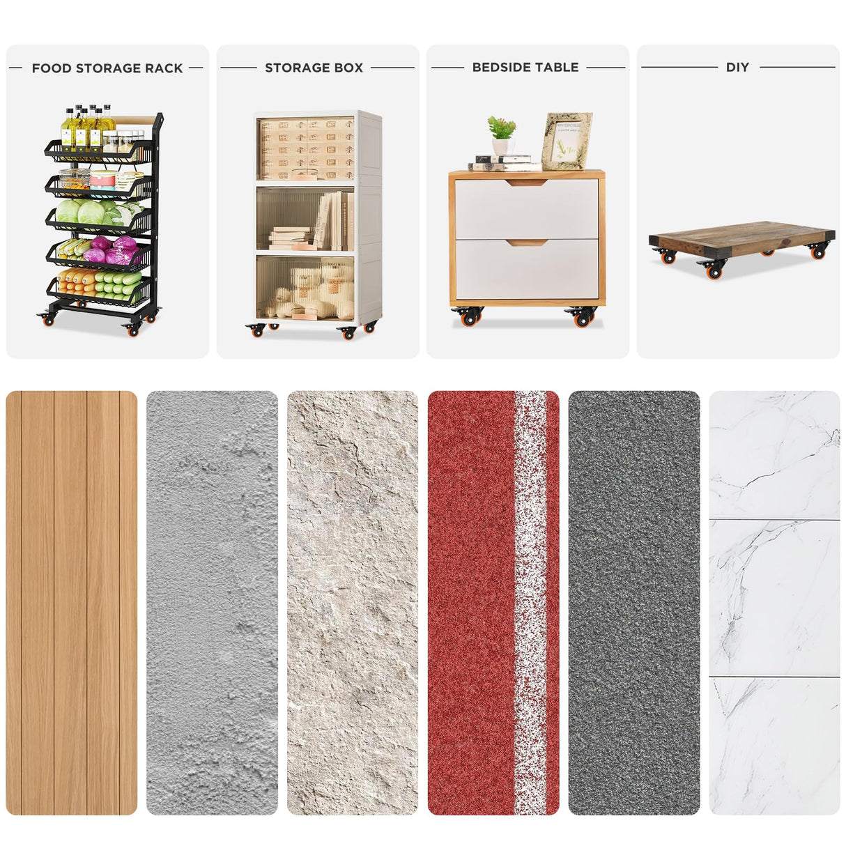 Caster Wheels, Heavy Duty 4 Inch Casters Set of 4, Locking Swivel Casters Wheels for Cart, Furniture and Workbench, Orange EGOFIX