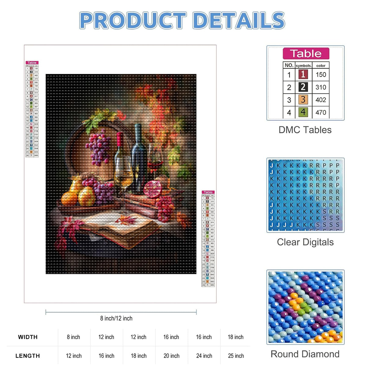 5D Wine Diamond Painting Kit for Adults, Beginners DIY Red Wine Diamond Art Kits Full Round Drill Diamonds Dots Gem Art Home Wall Decor 8x12 INCH Directo