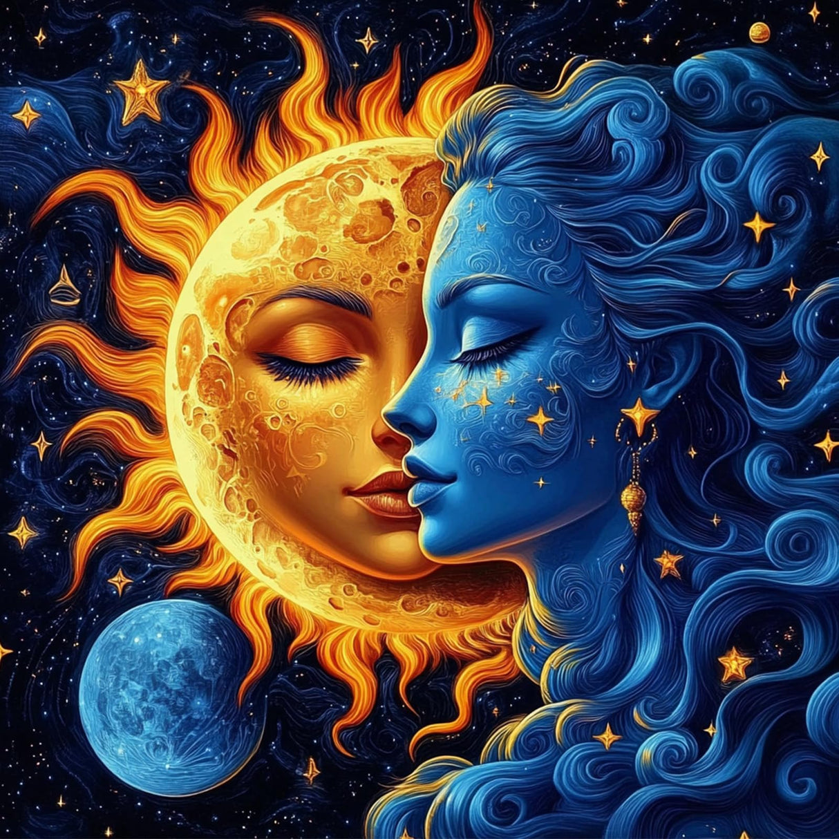 NEWENMO Sun and Moon Diamonds Painting Kits for Adults Beginner, DIY 5D Diamond Art Paint with Round Diamonds, Full Drill Diamonds Art Painting Kit Perfect for Home Wall Decor 12x12 Inch NEWENMO