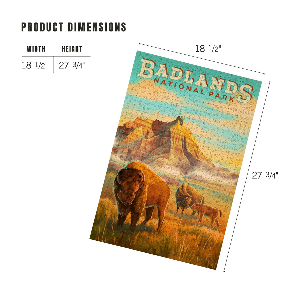Lantern Press Made in USA Puzzle for Adults - 1000 Pieces, Reference Poster, Premium Box, Badlands National Park, South Dakota, Oil Painting Lantern Press