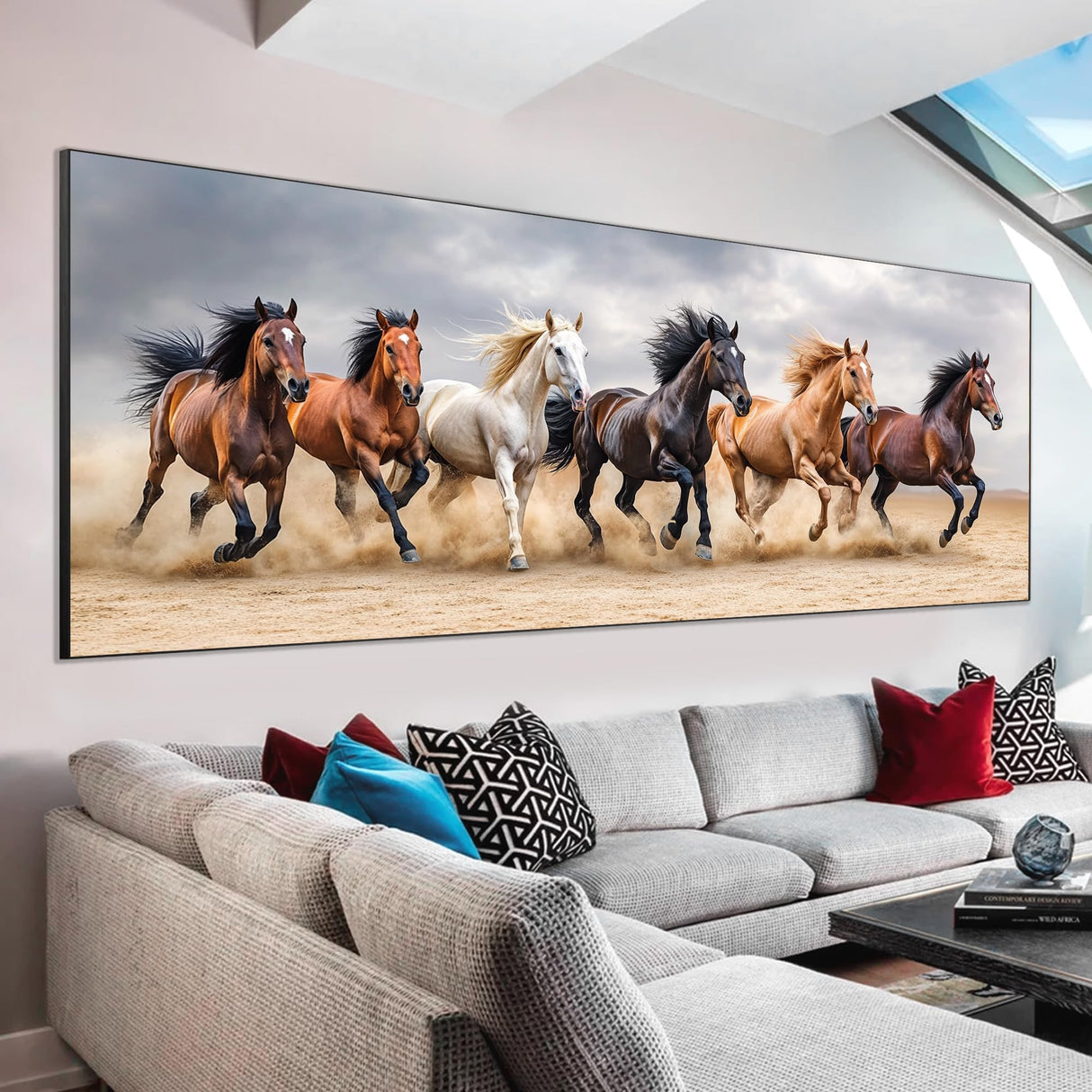 VAIIEYO Large Diamond Art Kits for Adults Horse, Diamond Art Animal, Large Diamond Painting Kits Full Drill Round Rhinestone Craft Canvas for Home Wall Decor Gift 12x31 inch VAIIEYO