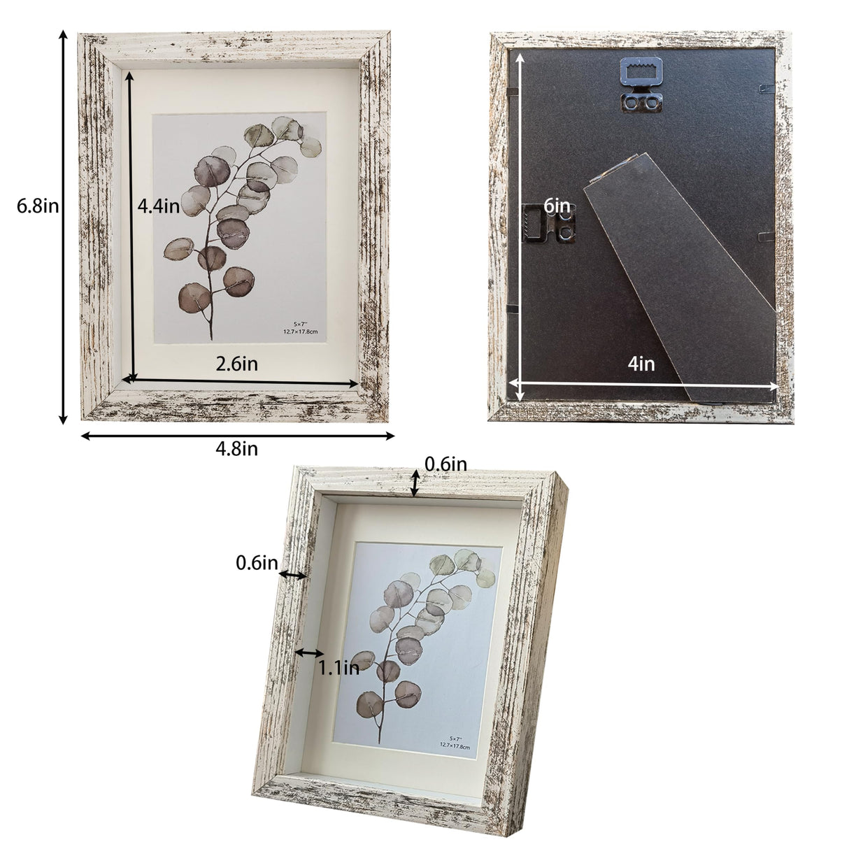 Houstimi Wooden 4x6 Shadow Box Frame Farmhouse Small Shadow Box Display Case Glass Surface Internal Depth 0.6 inch for Wall or Tabletop(White,4 Pack) Houstimi