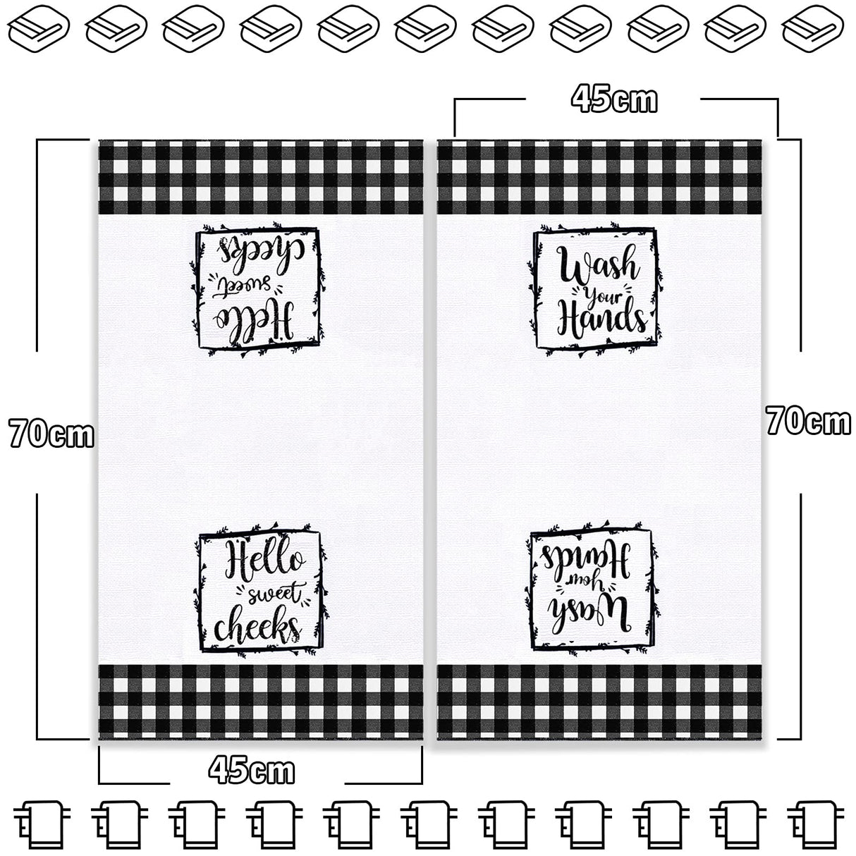 2 Pieces Buffalo Plaid Hand Farmhouse Towels Black White Bath Buffalo Plaid Towels Bathroom Decor for Bathroom Kitchen Farmhouse Restroom(Classic Style) Tatuo