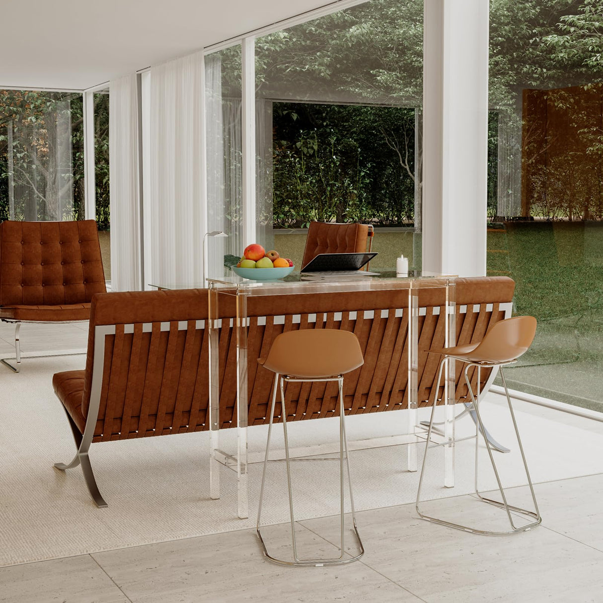 Sumerflos Clear Acrylic Counter Height Table - Versatile Rectangular High Top for Indoor & Outdoor Use Sumerflos