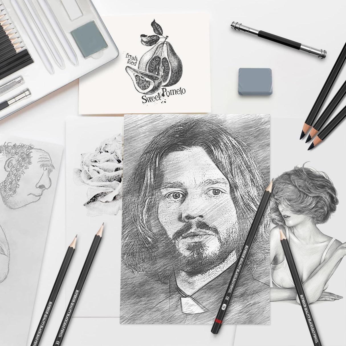 Wonwood_direct Professional Drawing Set Sketch Pencils Kit, 23 Pack Drawing Pencil, Charcoal, Graphite Pencils for Artists Beginner, Ideal for Sketching, Shading Wonwood_direct