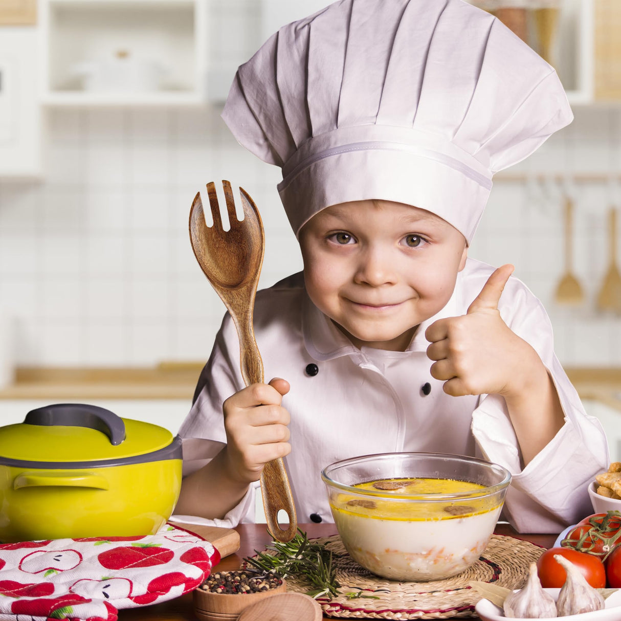 KARRYOUNG Acacia Wood Spoons for Cooking Set of 6, Wooden Cooking Utensil Set, Wooden Spatula, Slotted & Pasta Spoon, Solid Wood Cooking Spoons KARRYOUNG