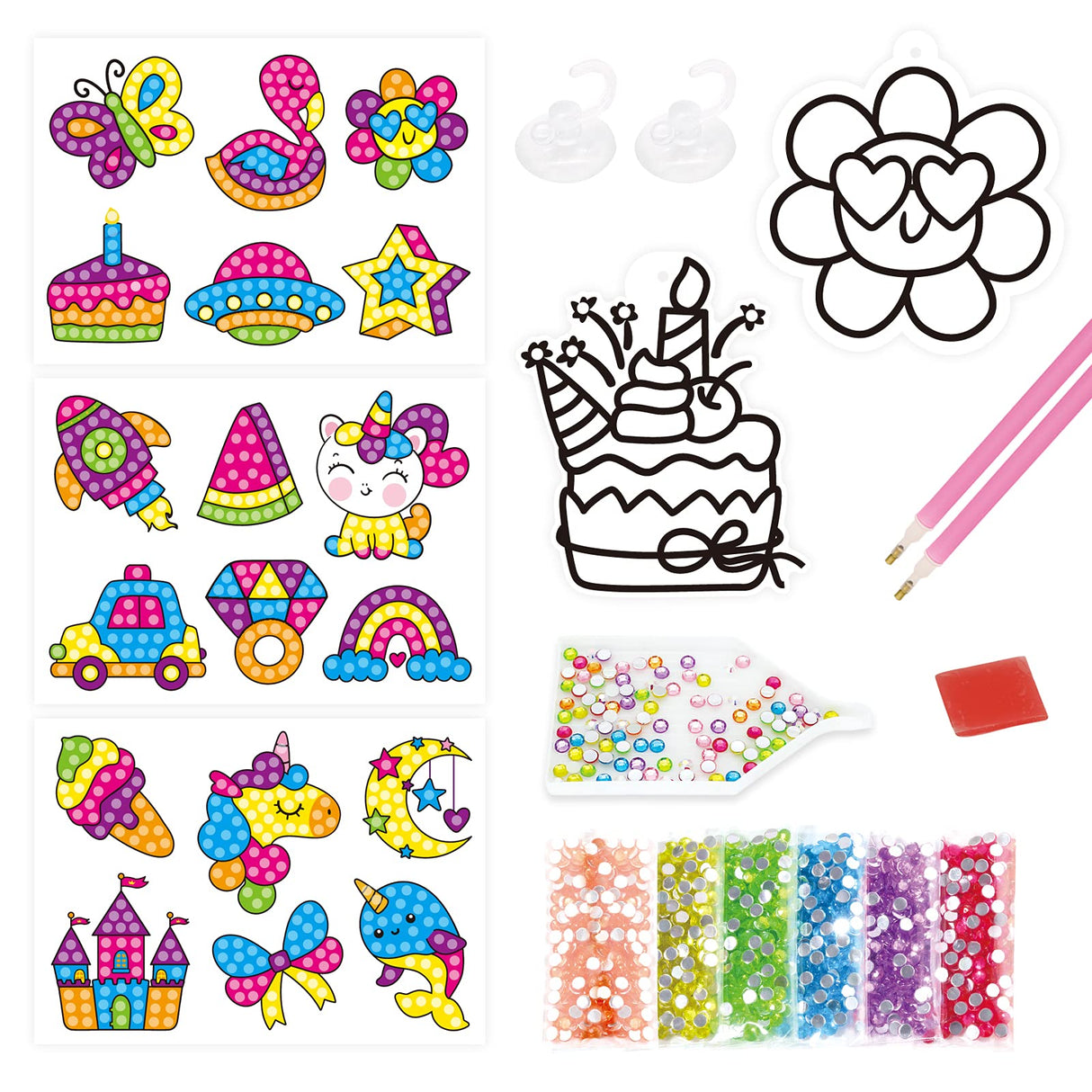 BEARUN Gem Art, Kids Diamond Painting Kit-Big 5D Gem, Arts and Crafts for Girls Ages 6-12, Create Your Own Magical Stickers and Suncatchers - Diamond Art Gift for Girls Ages 6, 7, 8, 9, 10-12, 6-8 BEARUN