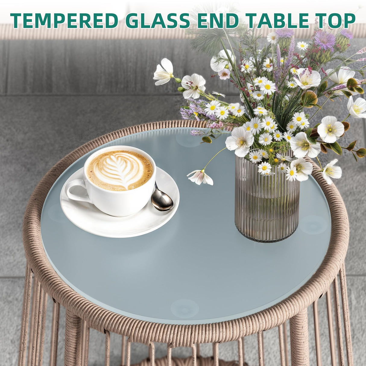 YITAHOME 3 Piece Patio Furniture Set Wicker Patio Sectional with Removable Cushions and Coffee Table All-Weather L-Shaped Sectional Conversation Sofa Set Outdoor Furniture Set for Backyard Porch YITAHOME