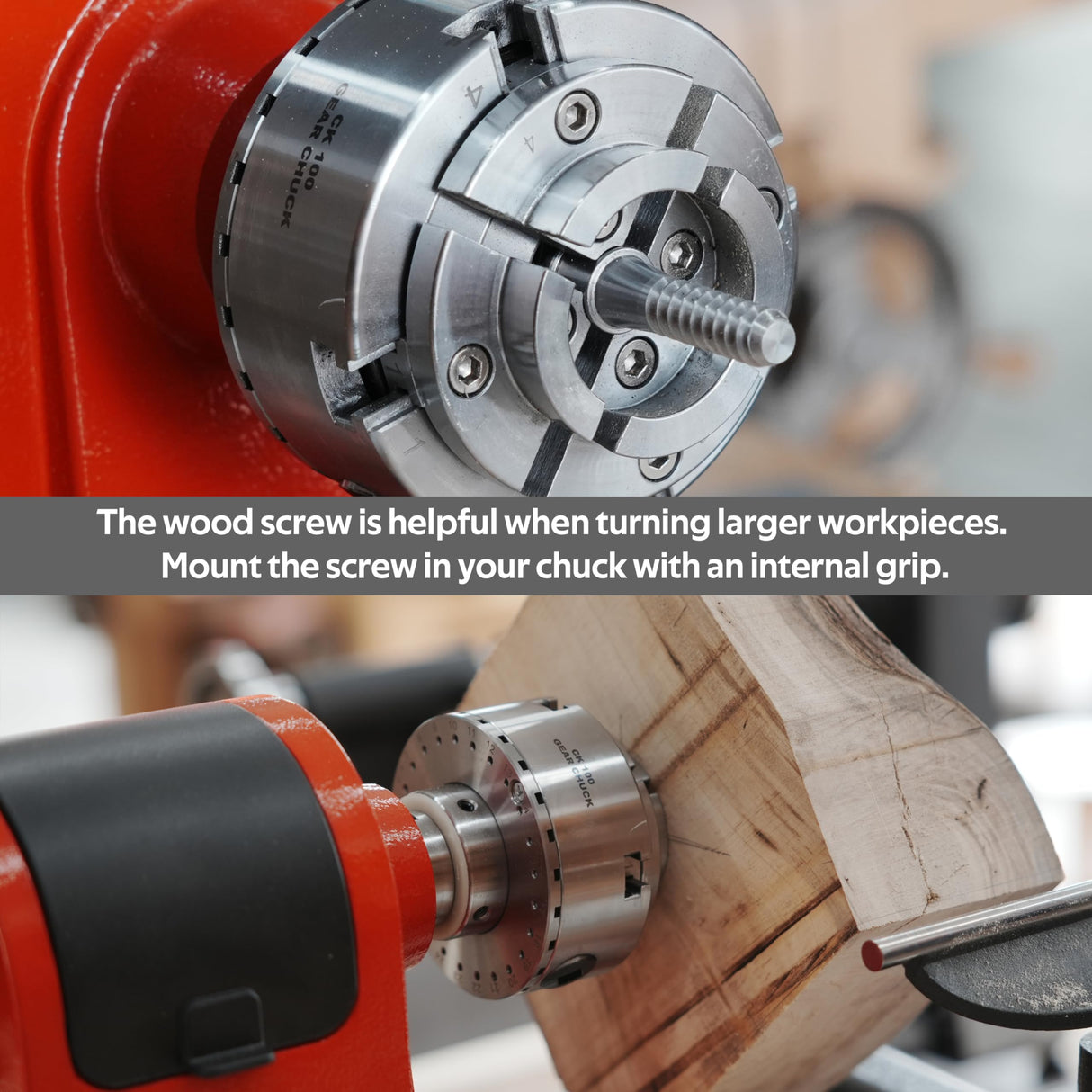 BMWOOD CK100 3.75" 4-Jaw Chuck Thread 1"x8TPI With Dovetail Jaws, Wood Screw, Two Nylon Washers, Square Key, Hex Key for Woodlathe Woodturning BMWOOD