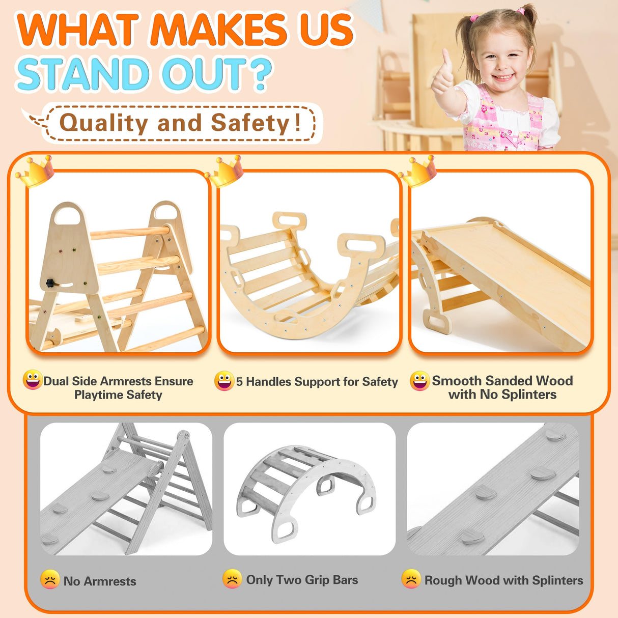 Vinworlf 8 in 1 Pikler Triangle Set, Foldable Baby Climbing Toys, Montessori Climbing Set with Arch&Ramp&Ladder&Whiteboard, Toddler Climbing Toys, Indoor Playground Climbing Toys for Toddlers 1-3 Vinworlf