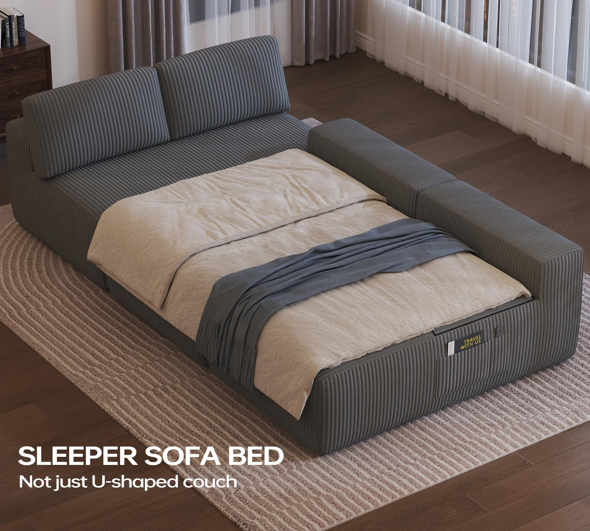 DURASPACE 126.2'' Modular Sectional Sofa, Convertible U Shaped Cloud Couch with Memory Foam, Corduroy Boneless Sectional Couches for Living Room, No Assembly Required (Gray) DURASPACE