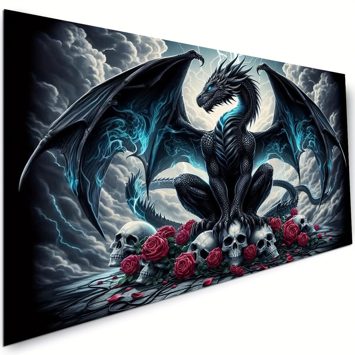 KUFWKEY 5D DIY Dragon Diamond Painting Kits for Adults,Fantasy Animal Art,Skull Gothic Art,Full Round Diamond Art Kits,Diamond Mosaic Emboridery for Home Decor,Big Size 27.5 x 15.7 inches KUFWKEY