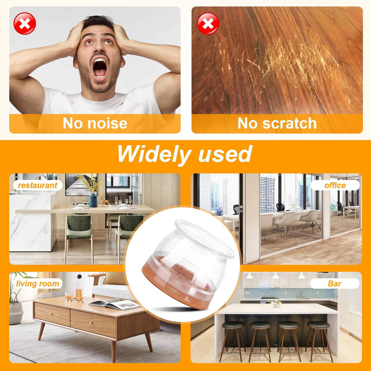 36Pack Silicone Chair Leg Floor Protectors, Chair Leg Protectors for Hardwood Floors, Thicken Rubber Chair Feet Caps Covers Pads, Protect Furniture Wood Floors from Scratching and Reduce Noise CHUNZEXI