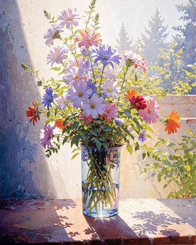 ldazao Colourful Flower Paint by Numbers Kit for Adults DIY Flowers Adult Kits for Beginner Acrylic On Canvas Adults' Paint-by-Number Kits Gift Home Wall Decor 16x20 Inch