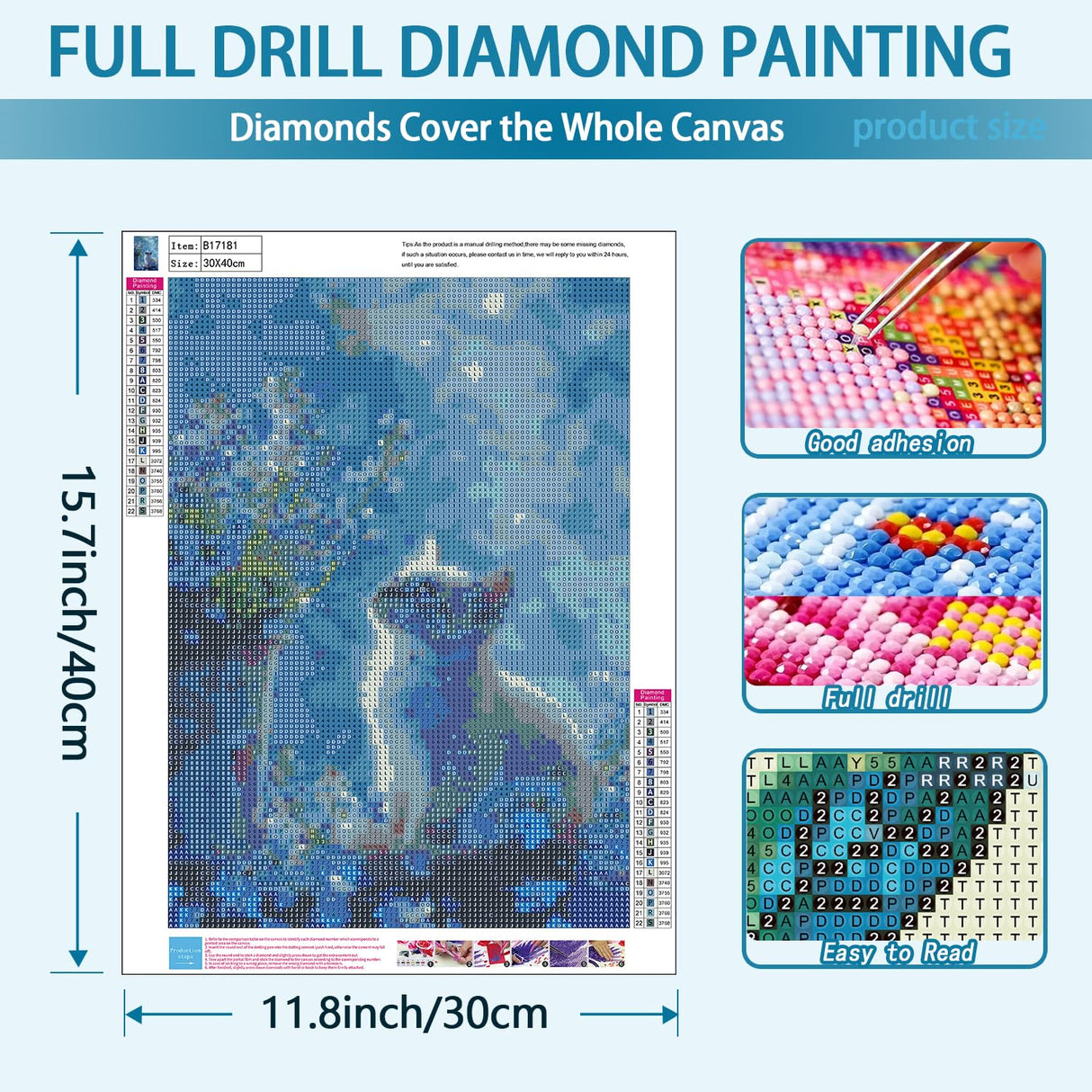 YQFCZDQ Round 5D Diamond Painting Kits for Adults,Cute Cat Animal Diamond Art Kits for Adults Beginner,Flowers DIY Full Drill Diamond Dots Paintings with Diamonds Gem Art Craft Home Decor 13.8x13.8in YQFCZDQ
