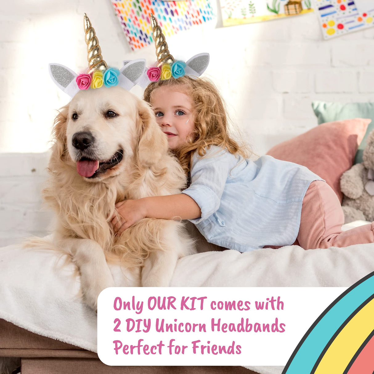 Unicorn Painting Kit for Girls - STEM Certified Unicorn Craft for Girls Ages 4-6 & up- Paint Your Own Arts and Crafts Includes 2 DIY Headbands & 8 Kids Painting Crafts for Fun Screen-Free Play COASTLINE CRAFT